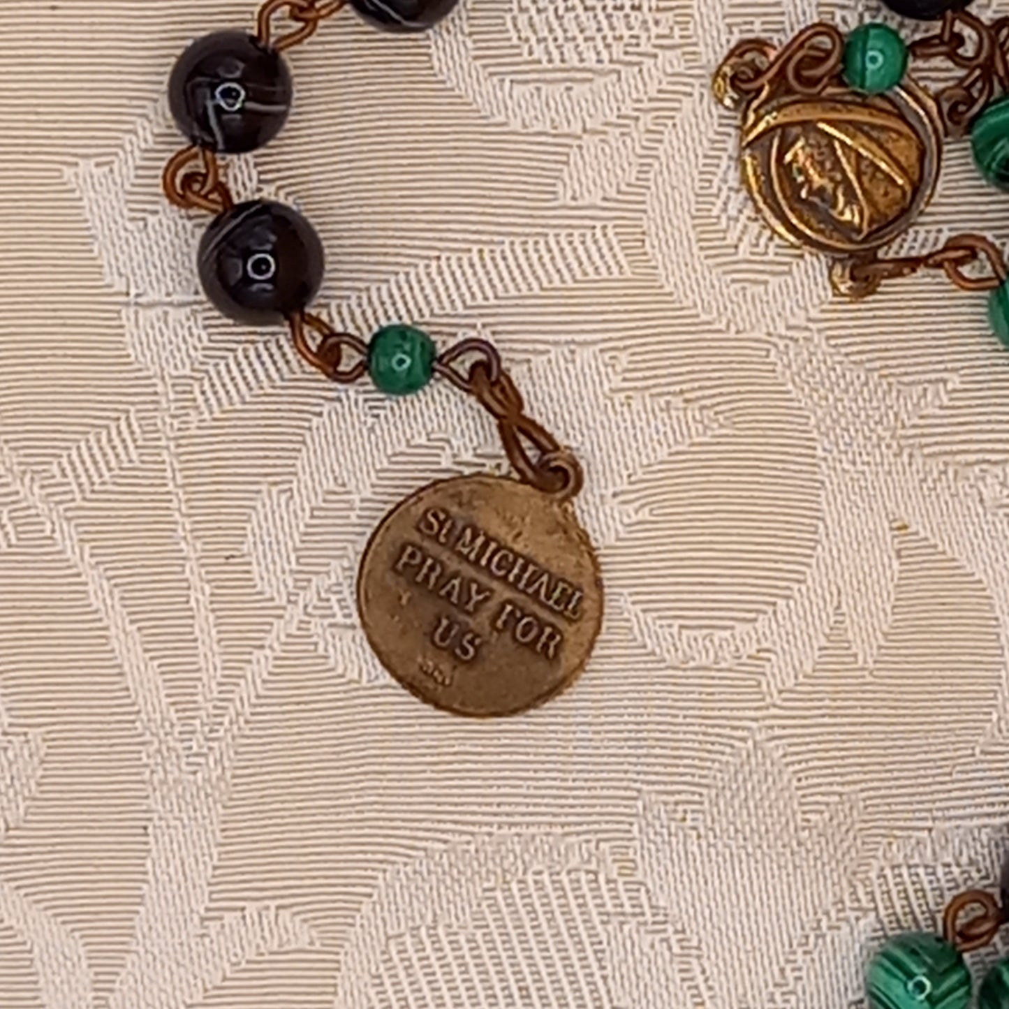 Bespoke Handmade St. Michael Angelic Crown - Ocean Agate & Black Onyx