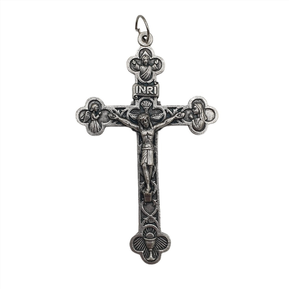 Ornate 2.25' Metal Crucifix Pendant with Divine Imagery