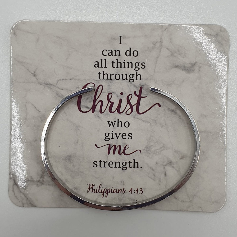 Inspirational "I Can Do All Things" Metal Cuff