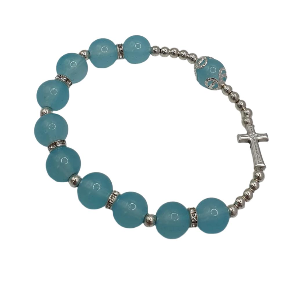 Turquoise Glass Rosary Bracelet – Single Decade Prayer Beads