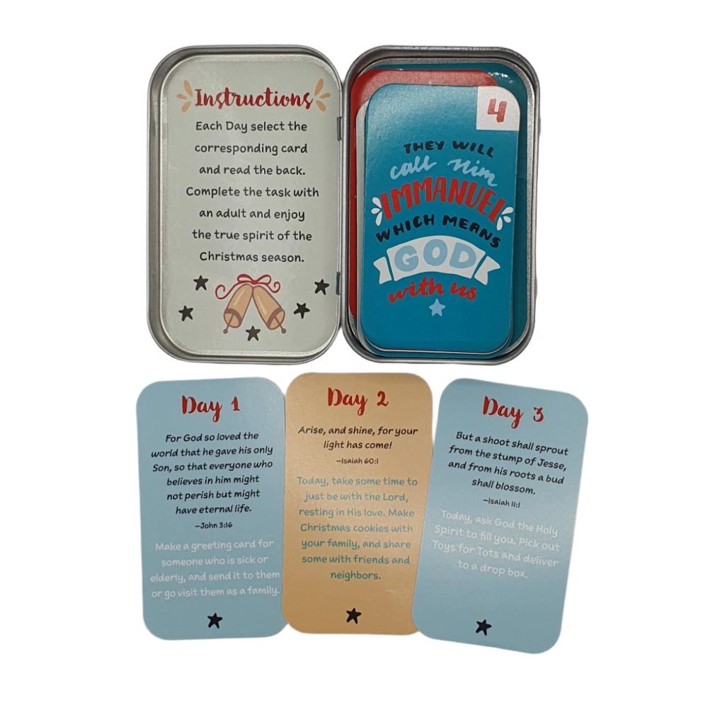 Advent Countdown Activity Card Set: Daily Bible Verses & Activities