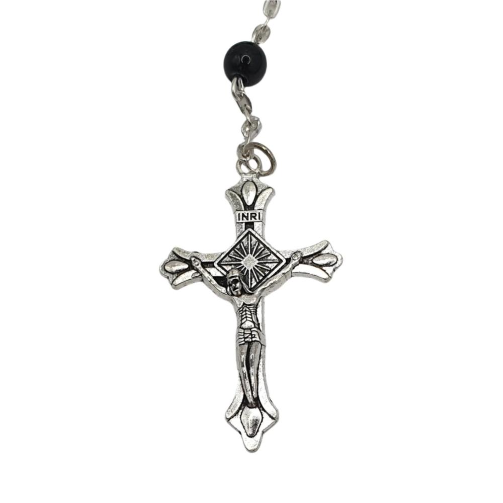 Basic Glass Marian Rosary - Black