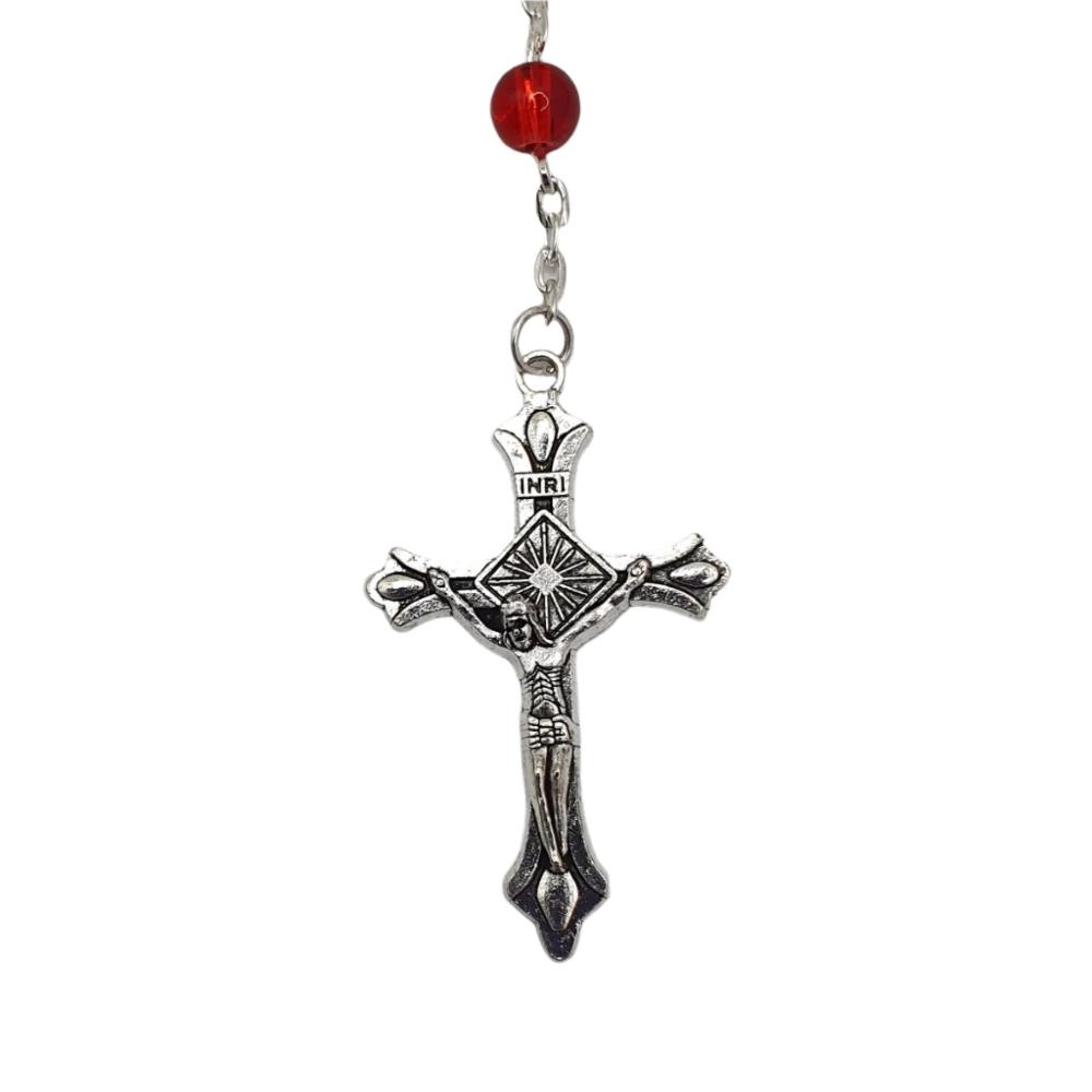 Basic Glass Marian Rosary - Red