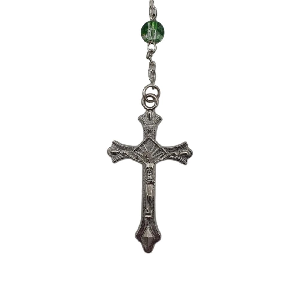Basic Glass Marian Rosary - Green