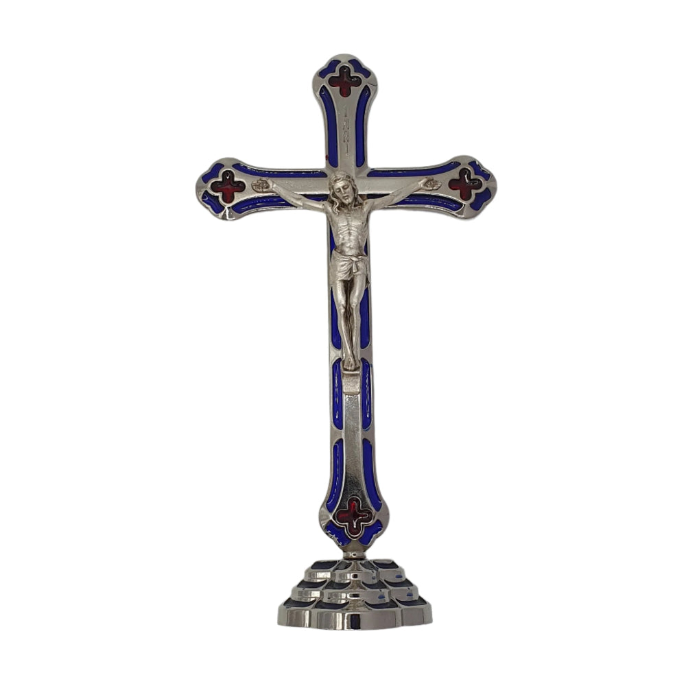 8" Blue Metal Crucifix