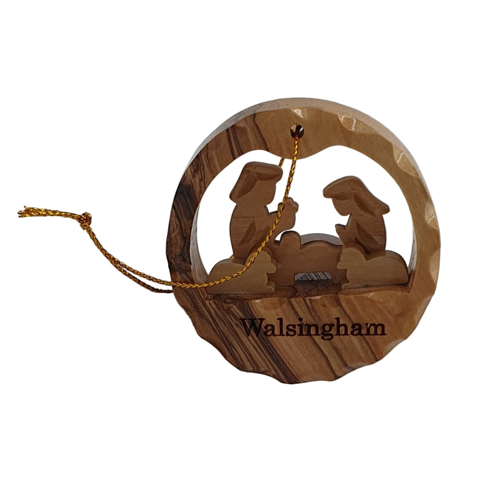 Walsingham Nativity Olive Wood Hanging Decoration