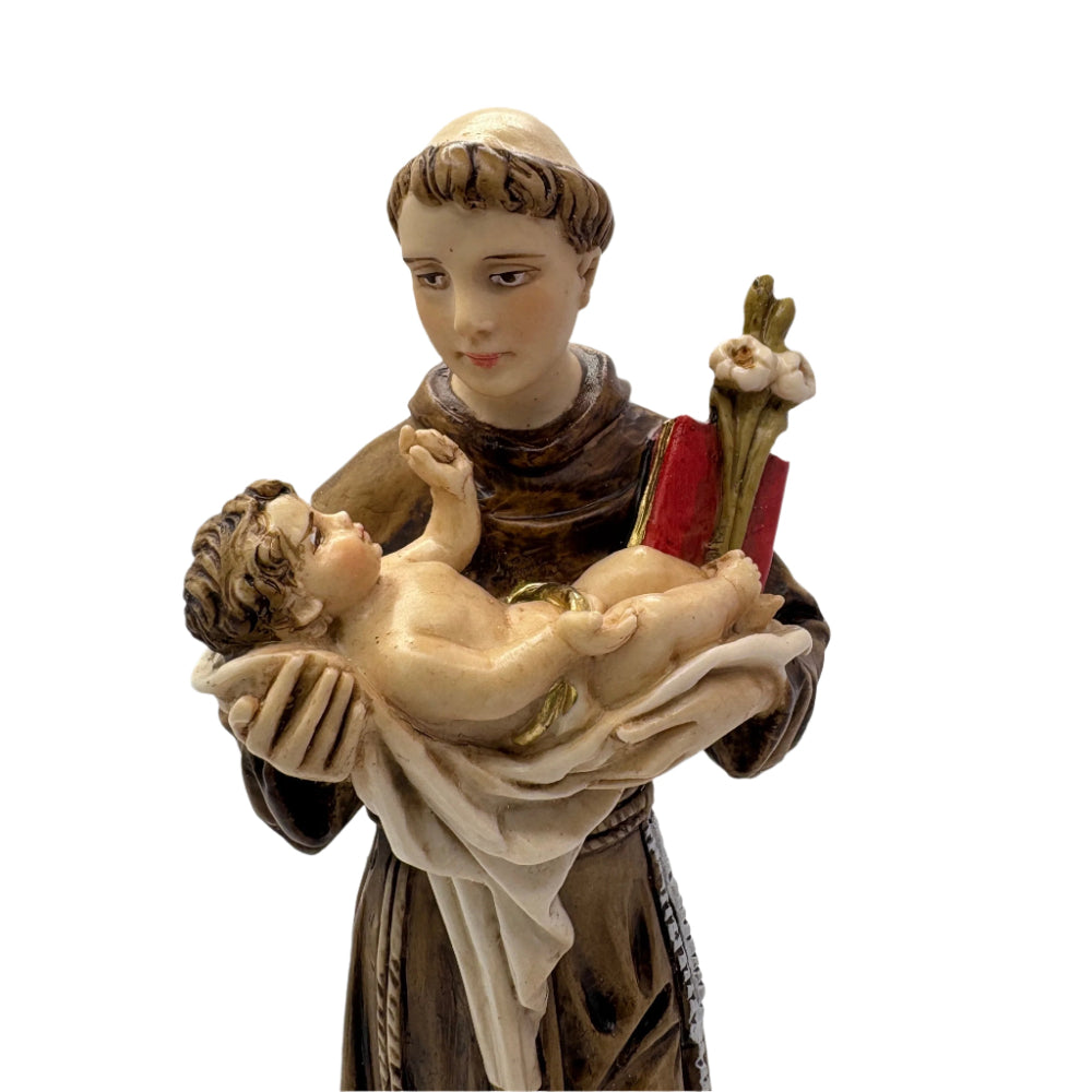 St. Anthony with Child Jesus – 22cm Hand-Painted Polychrome Resin Statue