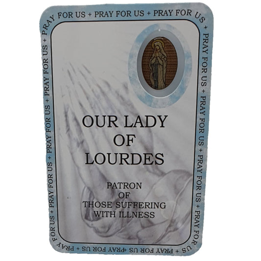 Our Lady of Lourdes Prayer Card - Patron of those suffering with illness