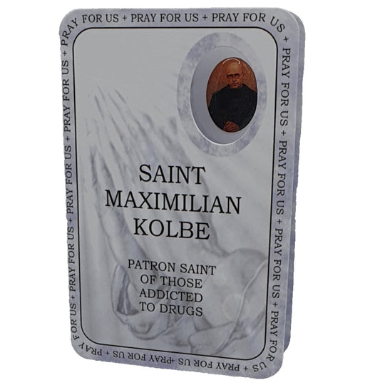 St Maximilian Kolbe Prayer Card - Patron Saint Of Those Addicted To Drugs