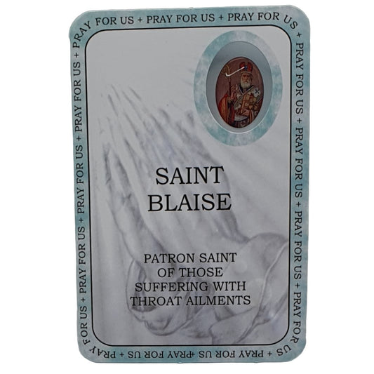 St Blaise Prayer Card - Patron Saint of those Suffering from Throat Ailments