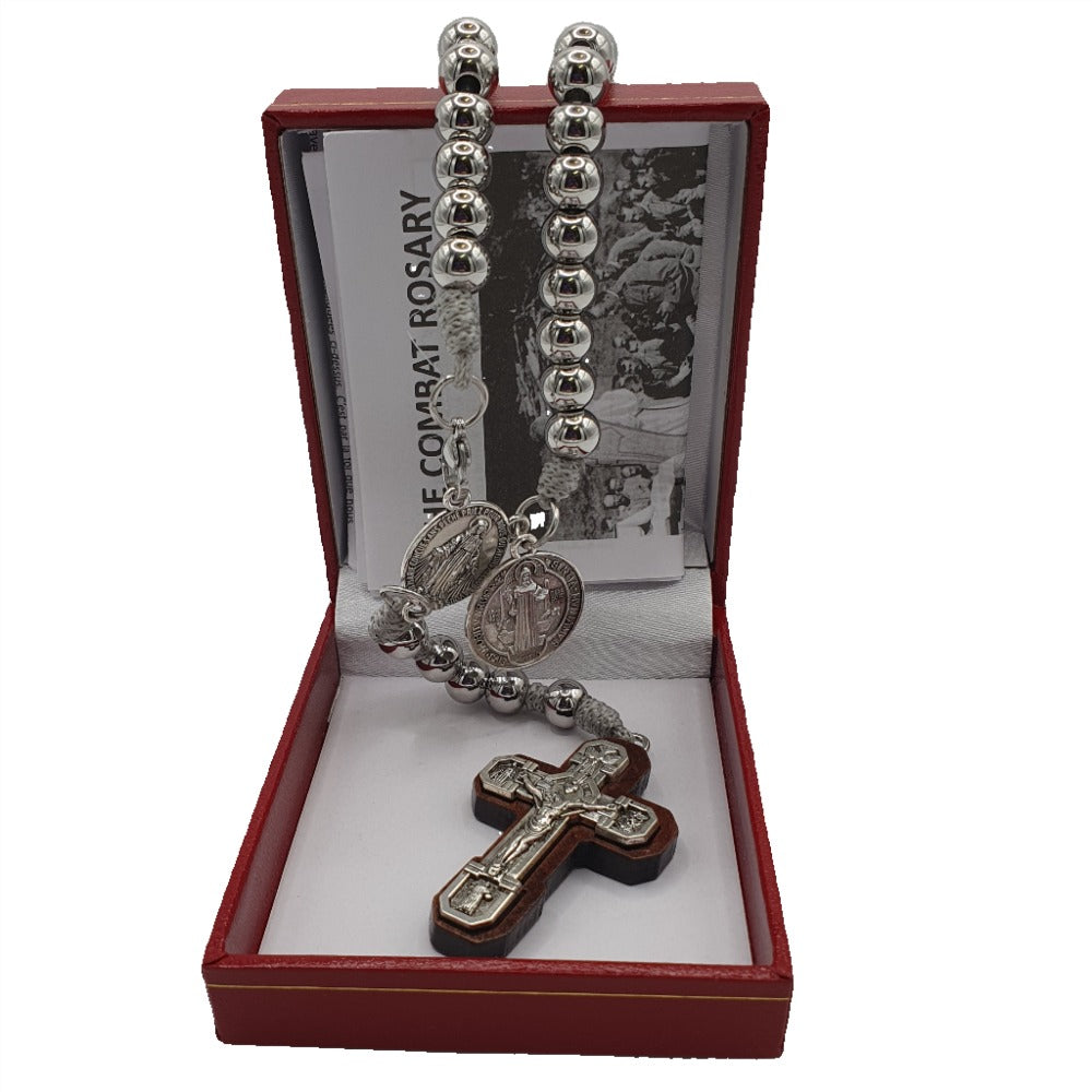 Metal Combat Rosary - St Benedict Medal