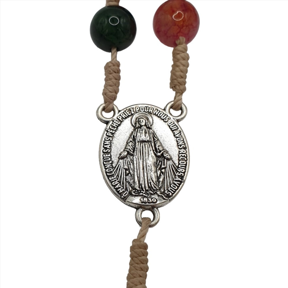 Agate and Tourmaline Rosary on Rope