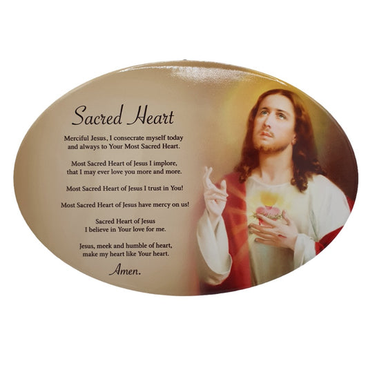 Sacred Heart Ceramic Oval Plaque