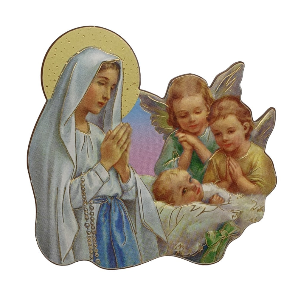 Our Lady and Angels Wooden Magnet