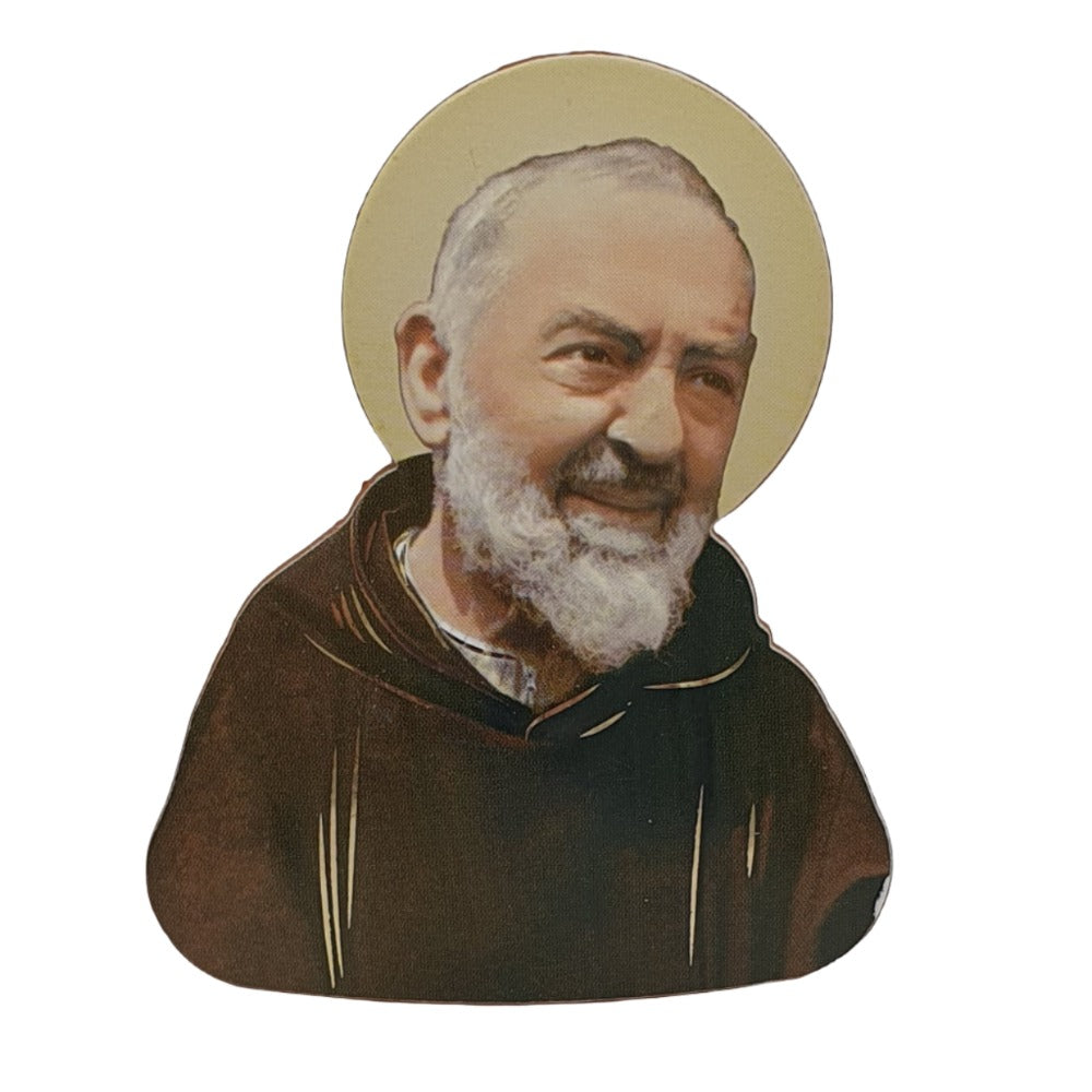 Saint Padre Pio Embossed Raised Wooden Magnet