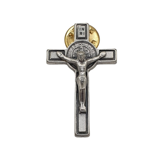 4cm St. Benedict Crucifix Brooch - Metal