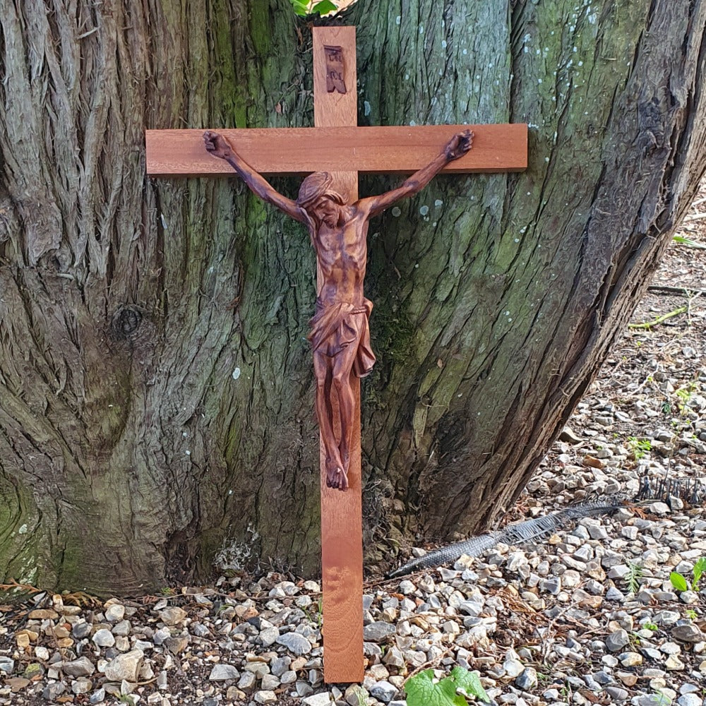 24" Wooden Crucifix with Resin Corpus