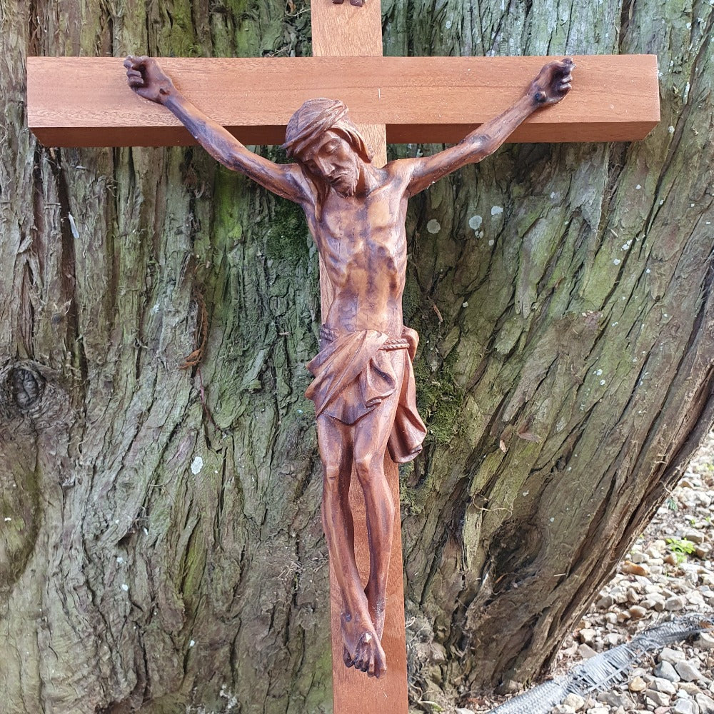 24" Wooden Crucifix with Resin Corpus