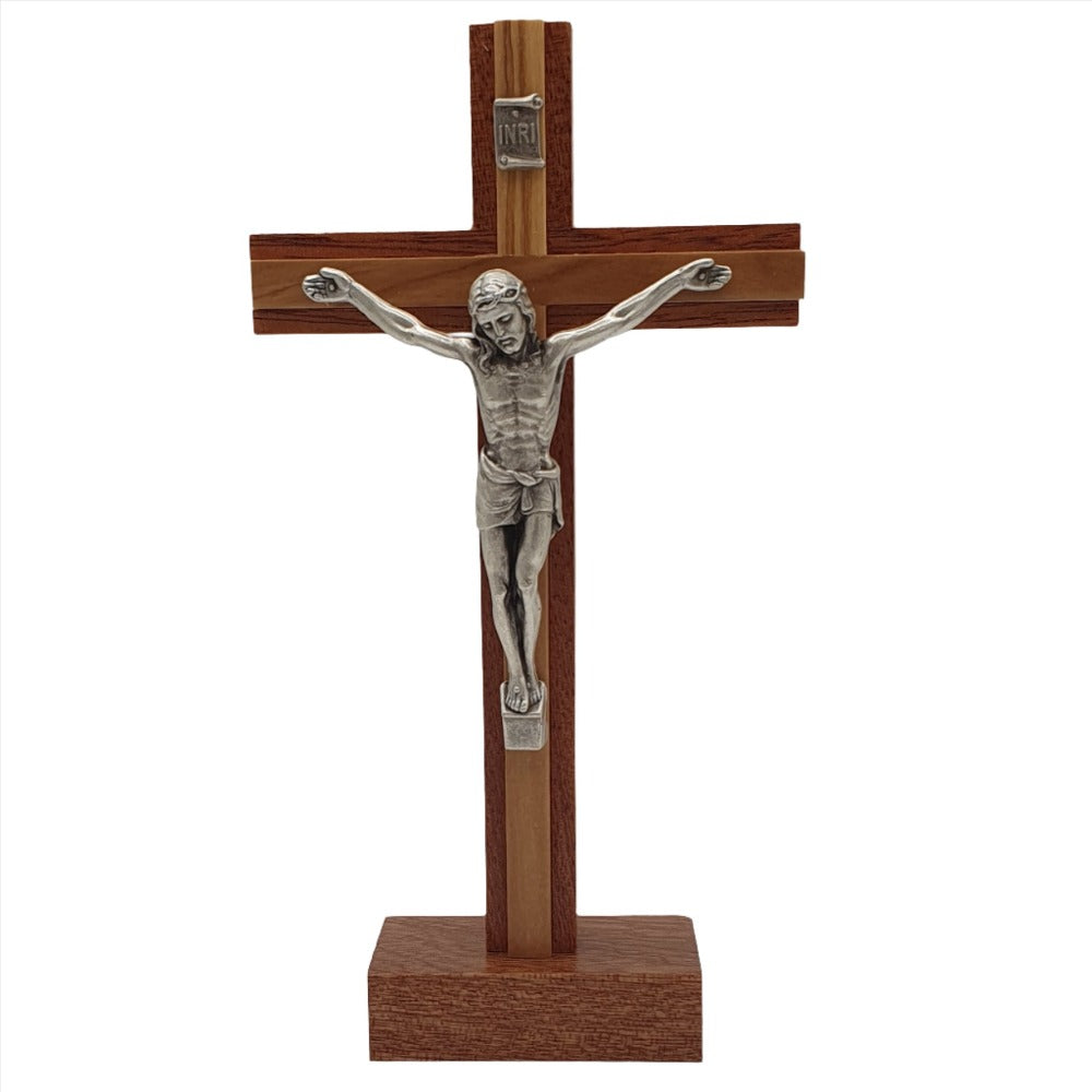 6.5" Mahogany Crucifix Metal Corpus