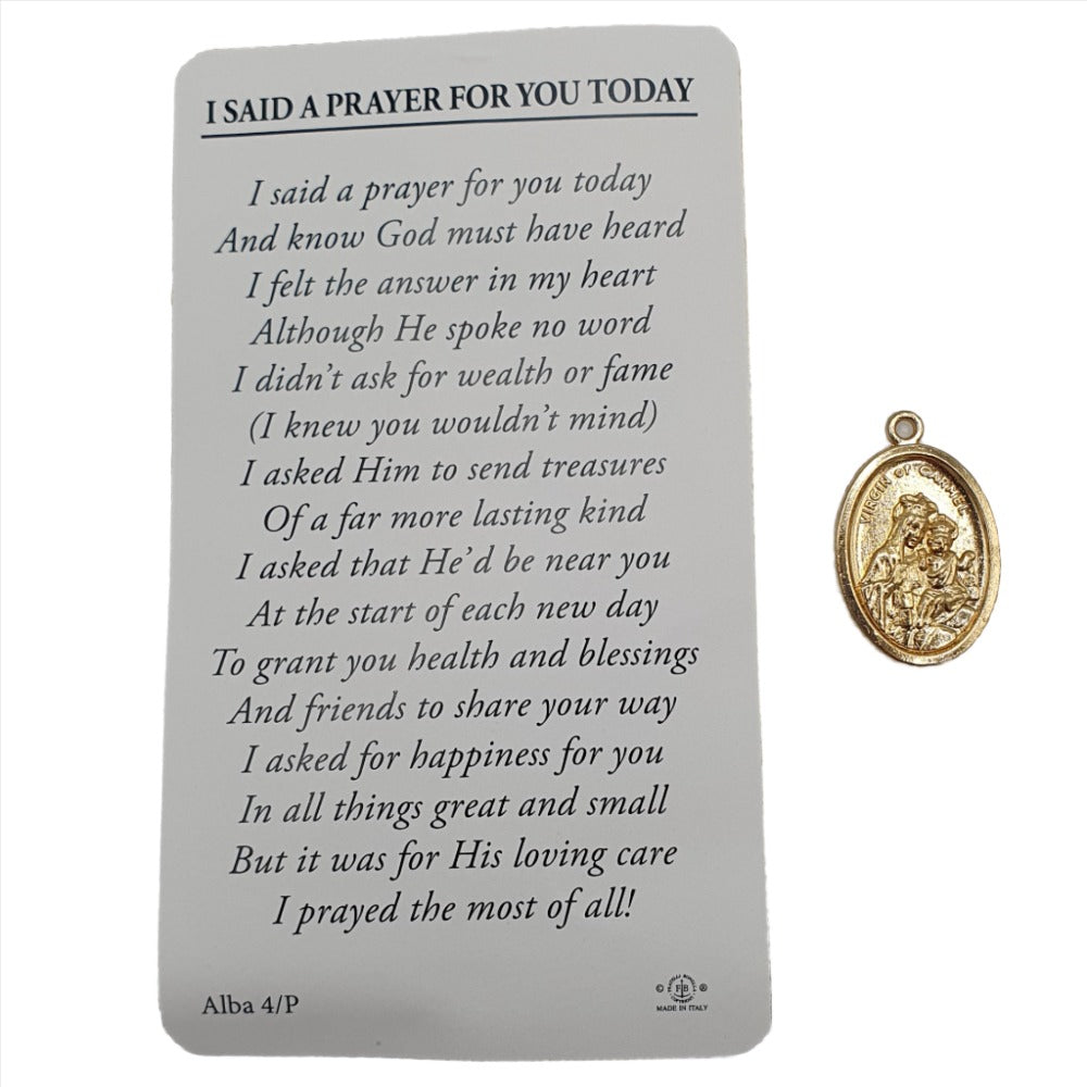 "I Said A Prayer" Prayer Card with Sacred Heart Medal