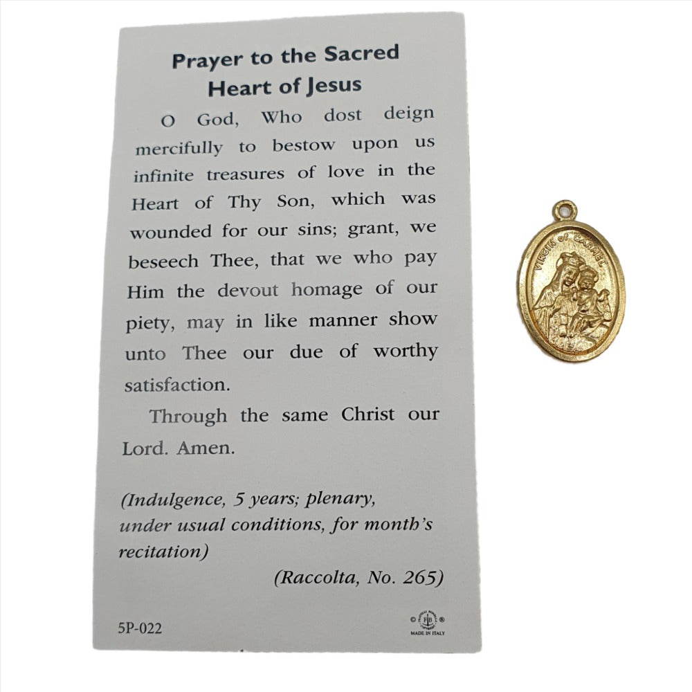 "Prayer to the Sacred Heart of Jesus" Prayer Card with Sacred Heart Medal