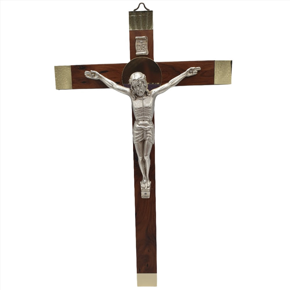 9.75" Wooden Crucifix with Metal Corpus Christi