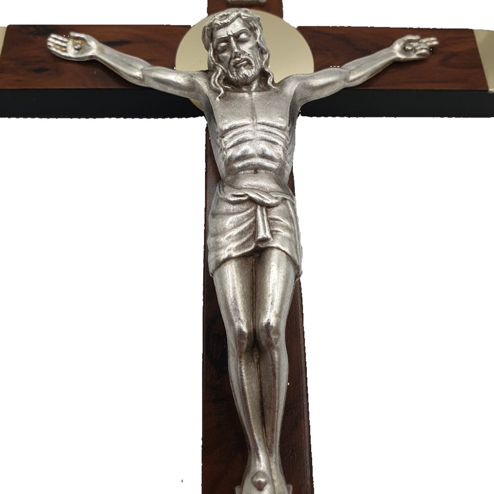 9.75" Wooden Crucifix with Metal Corpus Christi