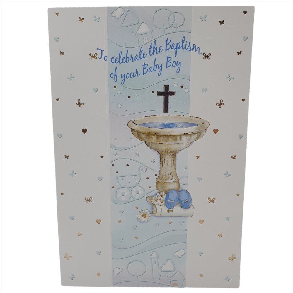 To Celebrate the Baptism of Your Baby Boy - Blue Greeting Card