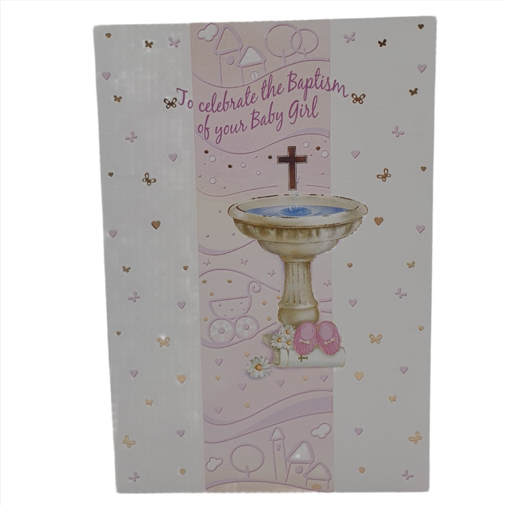 To Celebrate the Baptism of Your Baby Girl - Pink Greeting Card