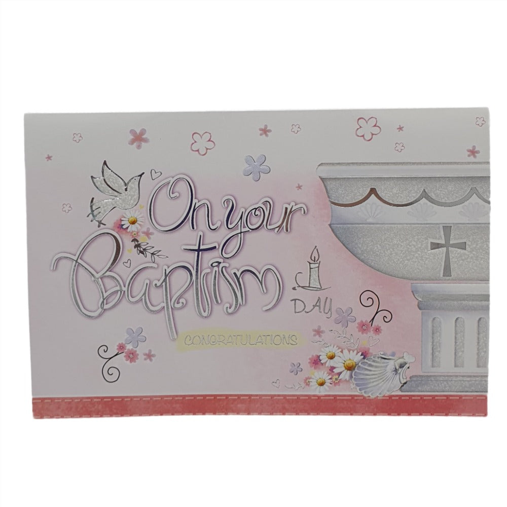 On Your Baptism Day - Pink Greeting Card for a Girl