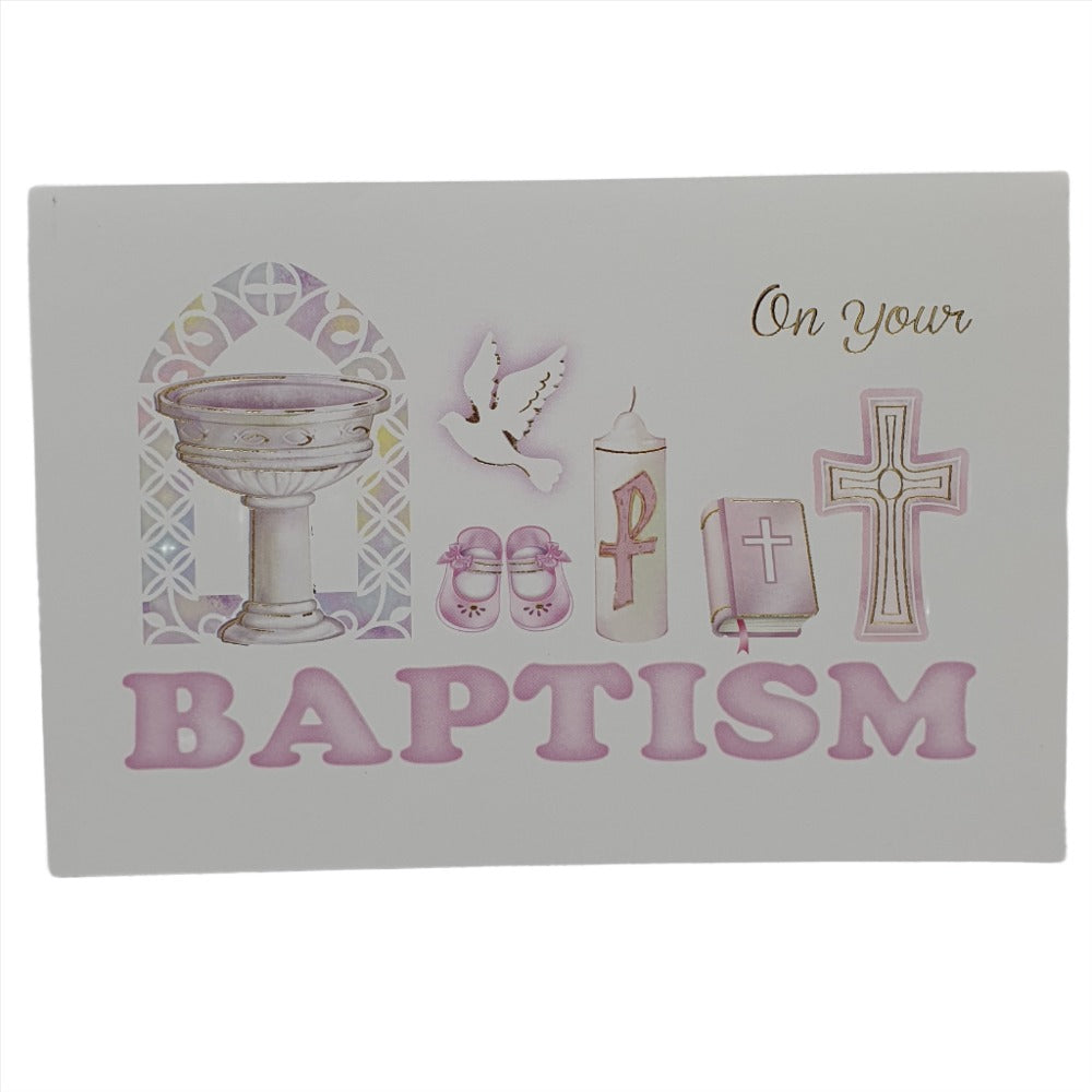 On Your Baptism - Pink Greeting Card for a Girl