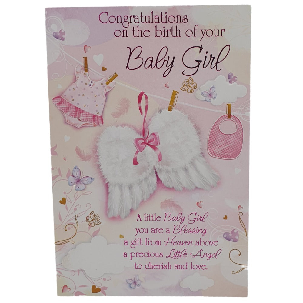 Congratulations on the Birth of Your Baby Girl - Pink Greeting Card