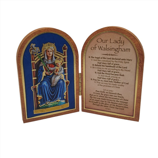 Our Lady of Walsingham Folding Wooden Plaque