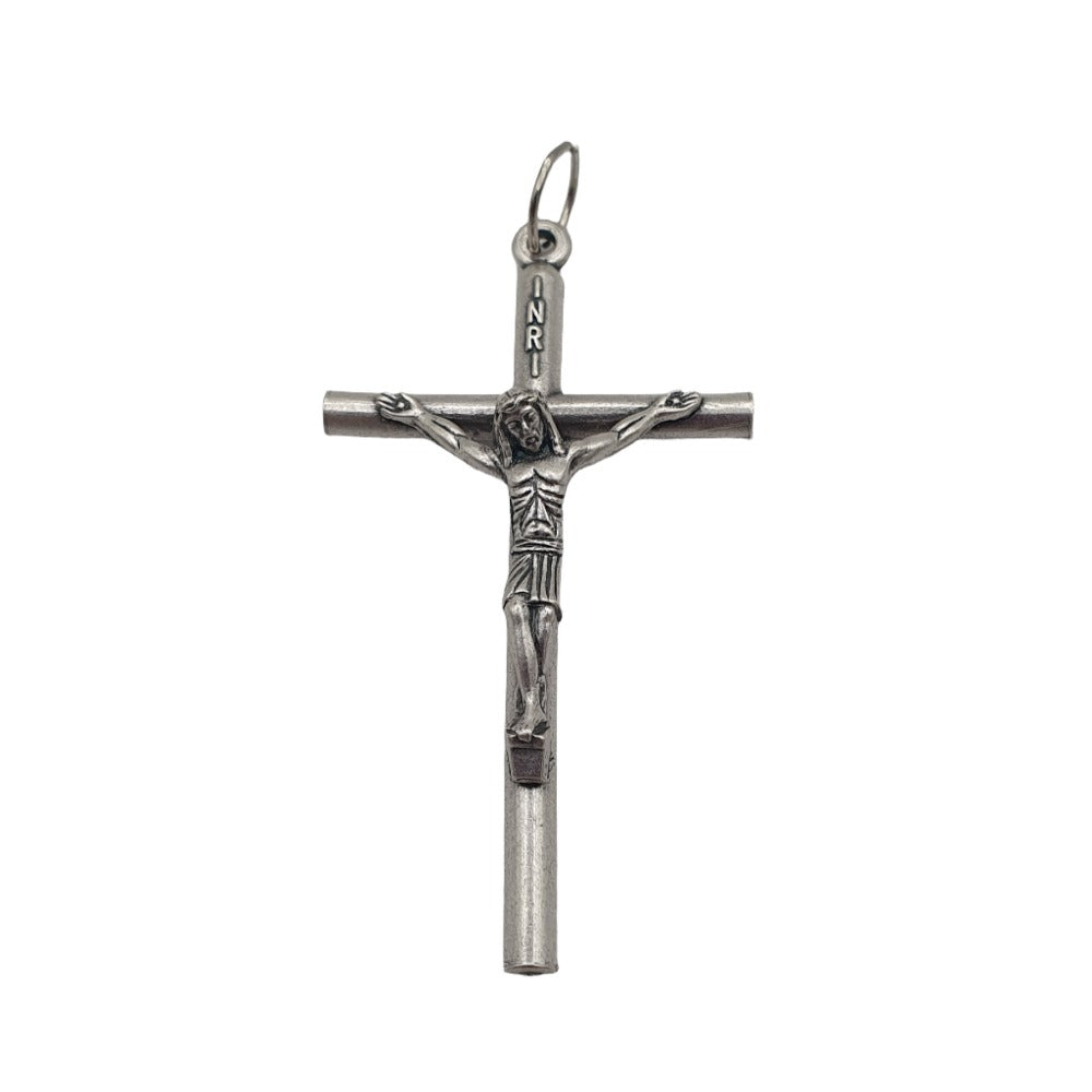 Metal Crucifix Pendant - 2" Silver-Tone