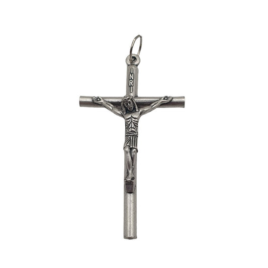 Metal Crucifix Pendant - 2" Silver-Tone