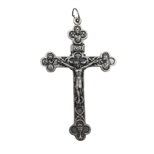 Ornate 2.25" Metal Crucifix Pendant with Divine Imagery