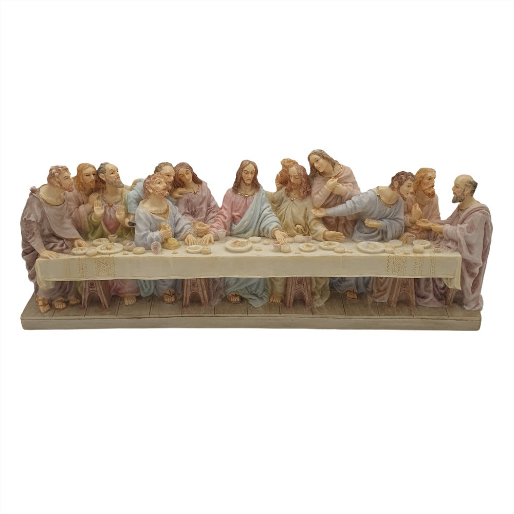 9" Wide Last Supper Resin Statue - Hand-Painted Masterpiece