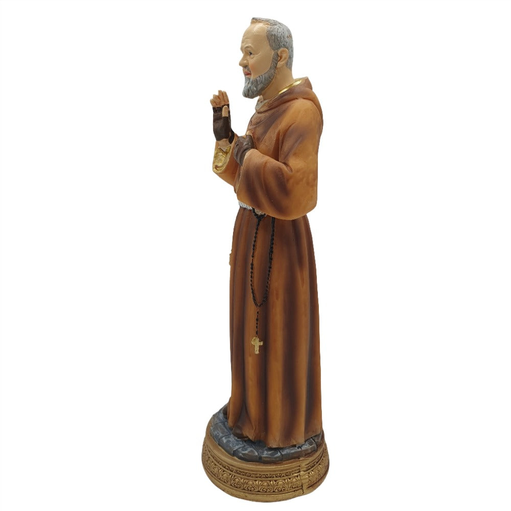 8" Renaissance Saint Pio Statue - Reverent Devotional Sculpture