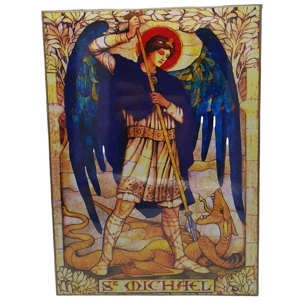 Handcrafted Saint Michael Wooden Icon Plaque - 20cm x 29cm