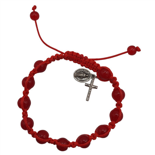 Adjustable Red Glass Rosary Bracelet