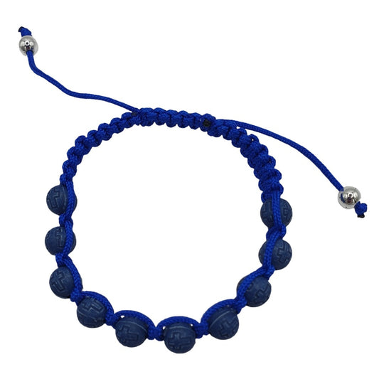 Adjustable Blue Resin Rosary Bracelet