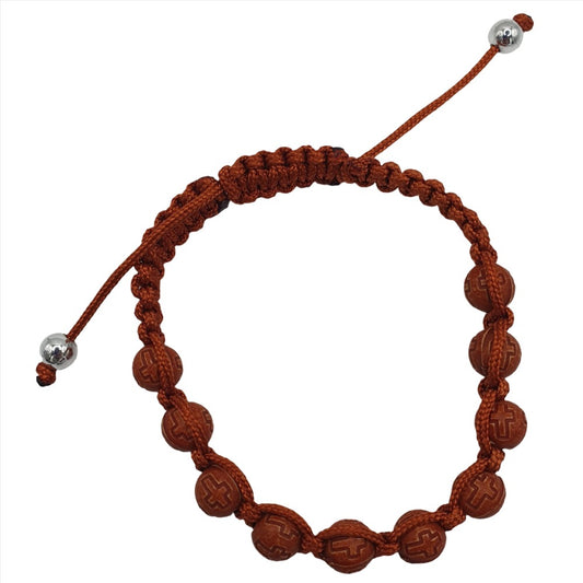 Adjustable Brown Resin Rosary Bracelet