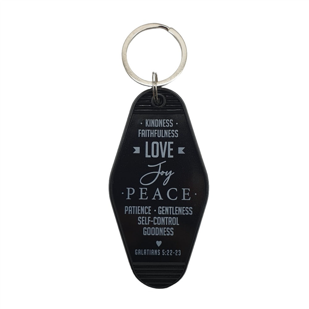 Fruit of the Faith Black Plastic Keyring