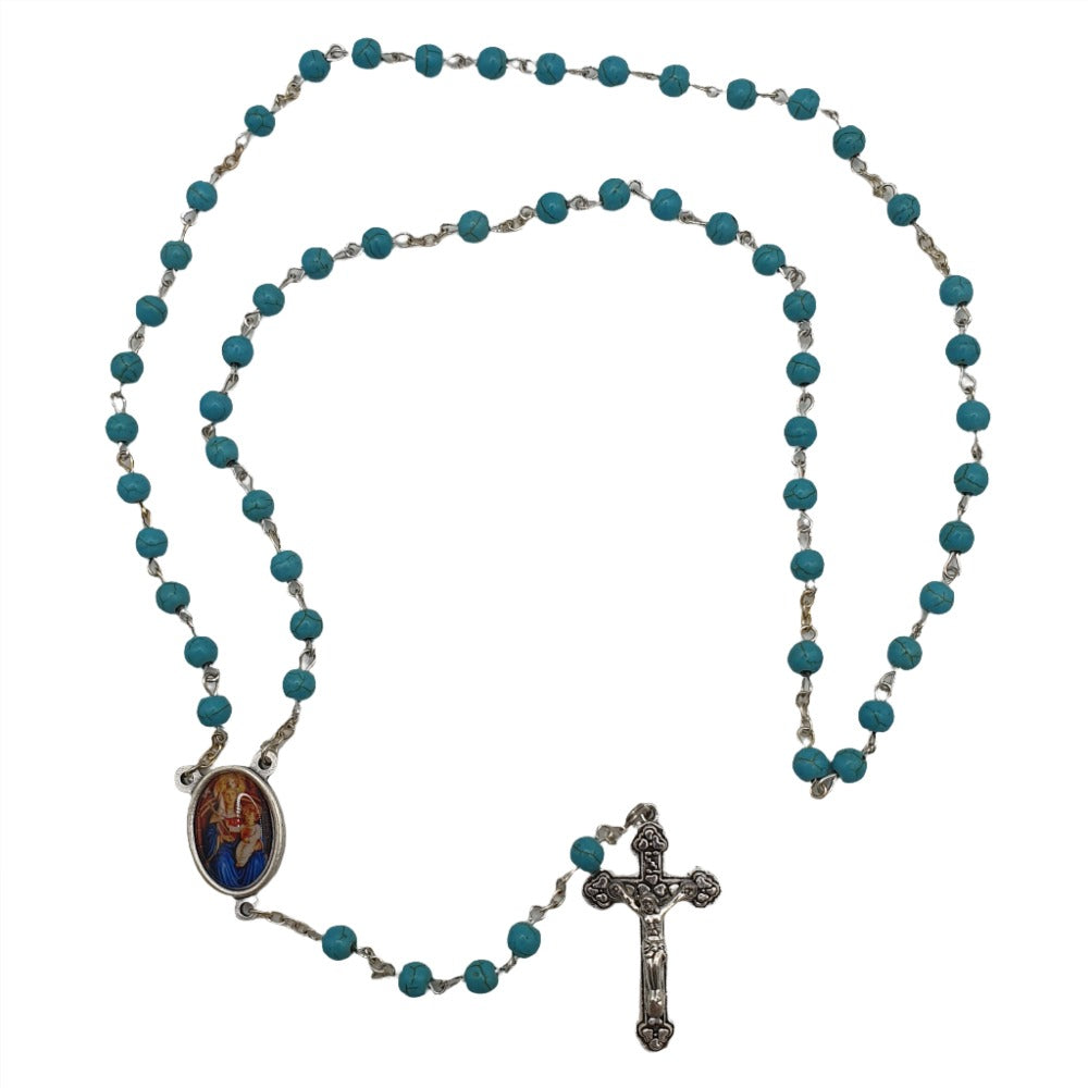 Turquoise Rosary with Our Lady of Walsingham Centrepiece