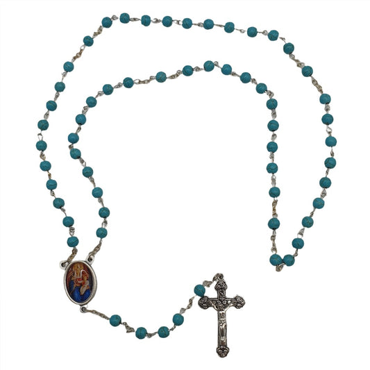 Turquoise Rosary with Our Lady of Walsingham Centrepiece