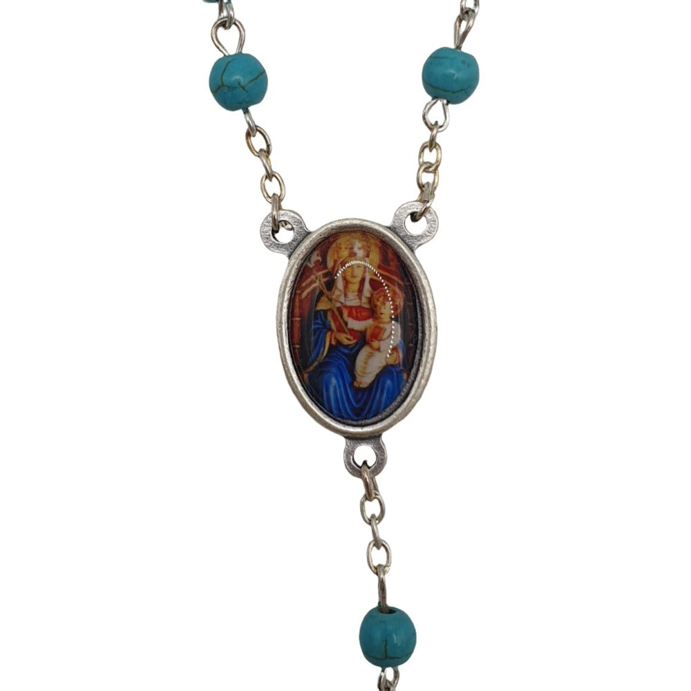 Turquoise Rosary with Our Lady of Walsingham Centrepiece