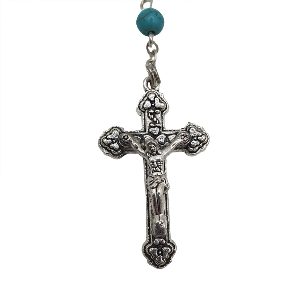 Turquoise Rosary with Our Lady of Walsingham Centrepiece