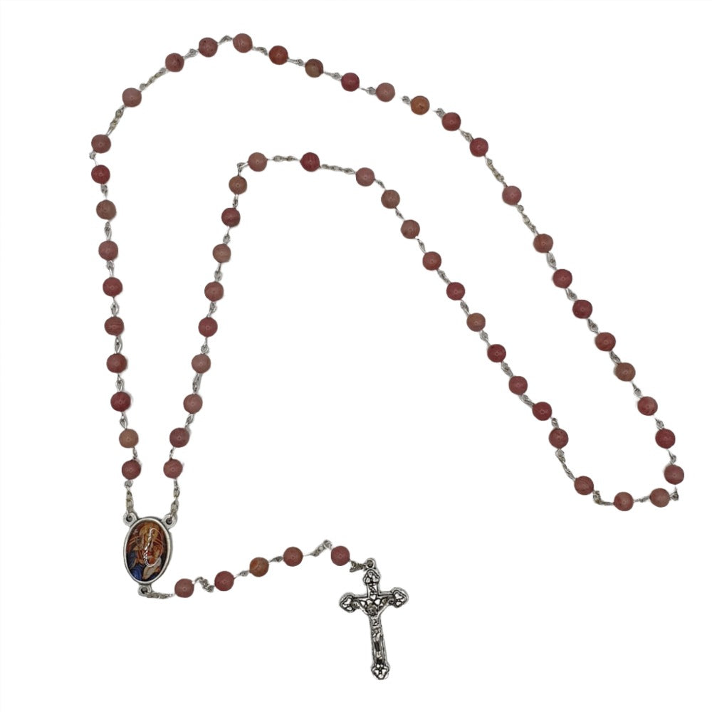 Rhodonite Brown Rosary with Our Lady of Walsingham Centrepiece