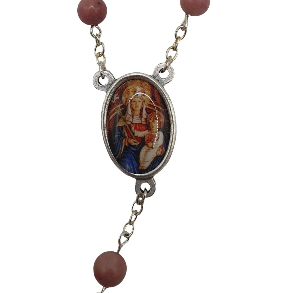 Rhodonite Brown Rosary with Our Lady of Walsingham Centrepiece