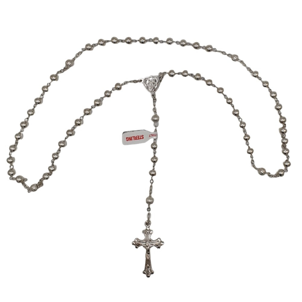 Sterling Silver Rosary with Heart-Shaped Centrepiece